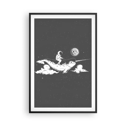 Affiche dans un cadre noir - Poster - Cavalier de l'espace - 61x91 cm