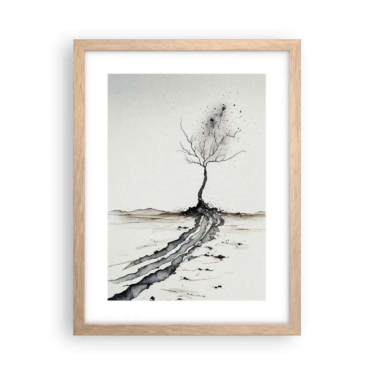 Affiche dans un chêne clair - Poster - Mélancolie hivernale - 30x40 cm