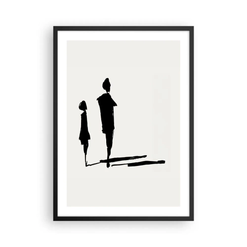 Affiche dans un cadre noir - Poster - Silhouettes de deux personnages en noir sur fond clair - 50x70cm - Êtes-vous sûr qu'ils sont ensemble ? - Décoration murale moderne pour le salon et la chambre ARTTOR