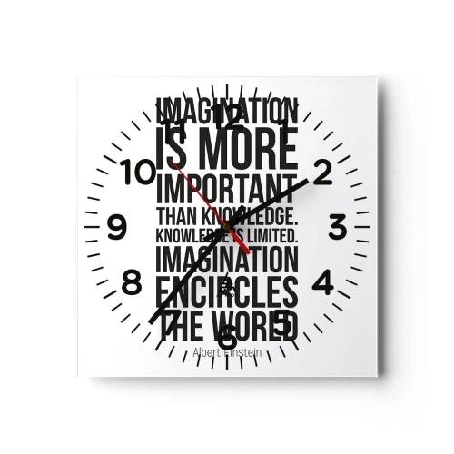 Horloge murale - Pendule murale - Einstein sur le pouvoir de l'imagination - 40x40 cm