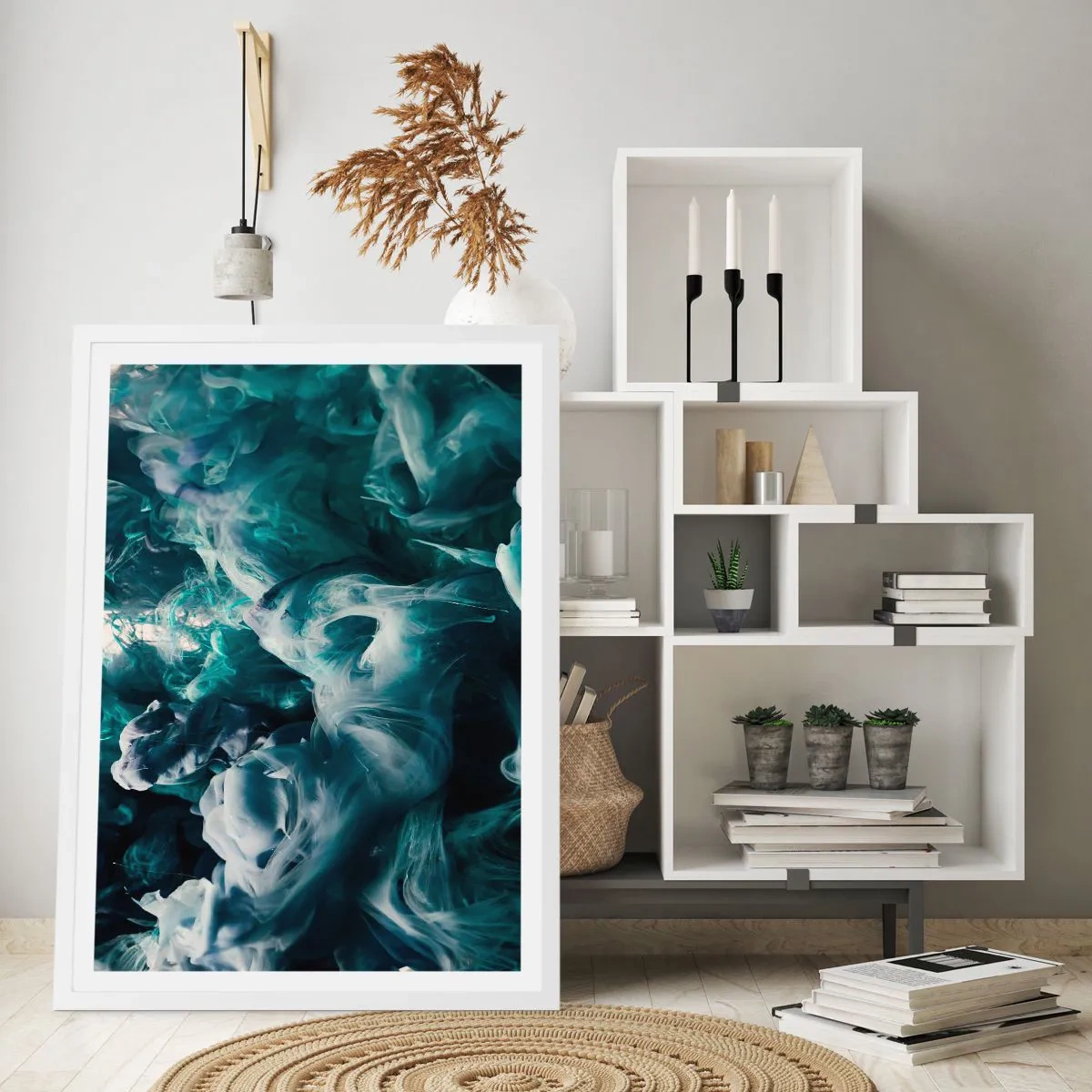 Affiche dans un cadre blanc - Poster - Mouvement des couleurs - 50x70 cm