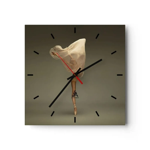 Horloge murale - Pendule murale - Une danseuse flottant dans les airs avec du tissu - 30x30cm - Il va bientôt s'envoler - Décoration murale moderne pour le salon et la chambre ARTTOR