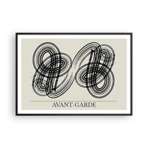 Affiche dans un cadre noir - Poster - Lignes noires abstraites sur fond clair dans un style avant-gardiste. - 100x70cm - C'est venu spontanément - Décoration murale moderne pour le salon et la chambre ARTTOR