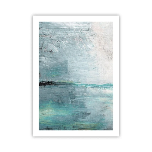 Affiche - Poster - Paysage abstrait dans les tons de bleu et de gris - 50x70cm - Horizontalement en bleu - Décoration murale moderne pour le salon et la chambre ARTTOR