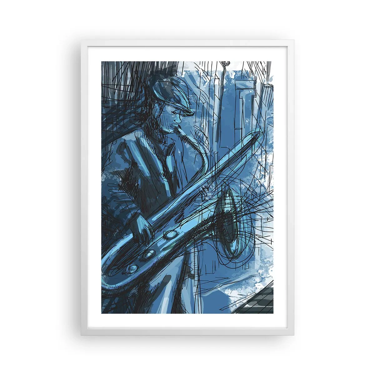 Affiche dans un cadre blanc - Poster - Rhapsodie urbaine - 50x70 cm