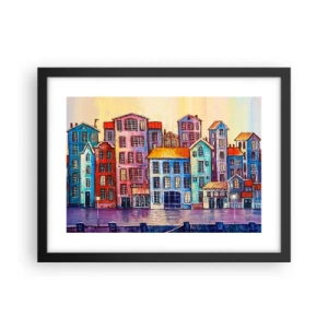 Affiche dans un cadre noir - Poster - Une ville comme dans un conte de fées - 40x30 cm