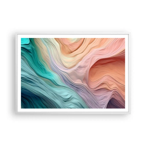 Affiche dans un cadre blanc - Poster - Vague arc-en-ciel - 100x70 cm