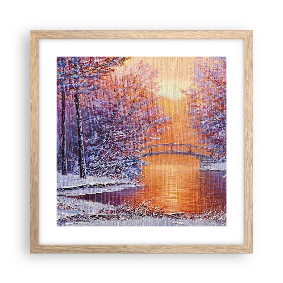 Affiche dans un chêne clair - Poster - On se rencontre ici - 40x40 cm