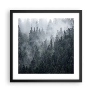 Affiche dans un cadre noir - Poster - Aube de la forêt - 40x40 cm