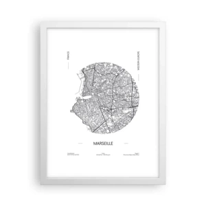 Affiche dans un cadre blanc - Poster - Anatomie de Marseille - 30x40 cm
