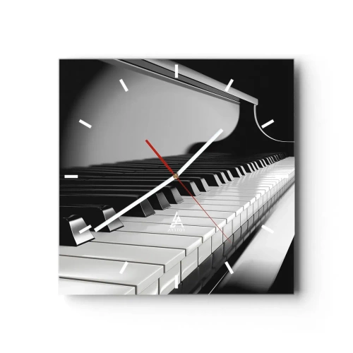 Horloge murale - Pendule murale - Touches de piano dans une élégante photo en noir et blanc - 30x30cm - Harmonie des formes et des couleurs - Décoration murale moderne pour le salon et la chambre ARTTOR