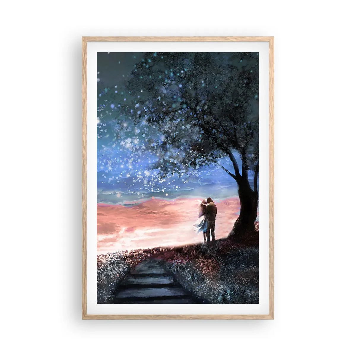 Affiche dans un chêne clair - Poster - Spectacle étoilé - 61x91 cm