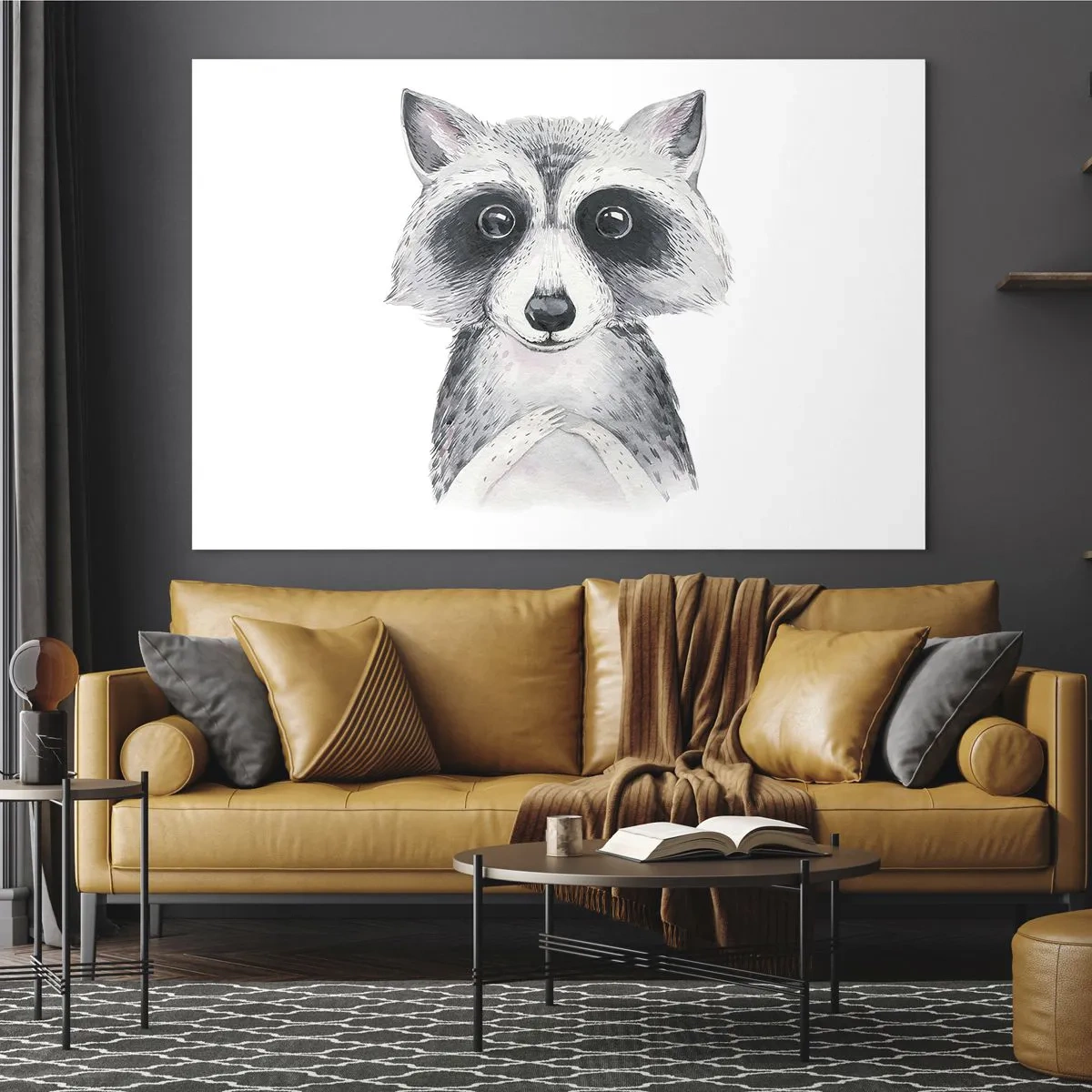 Impression sur verre - Image sur verre - Portrait d'un chien viverrin en noir et blanc - 70x50cm - Un moment pour s'émouvoir - Décoration murale moderne pour le salon et la chambre ARTTOR