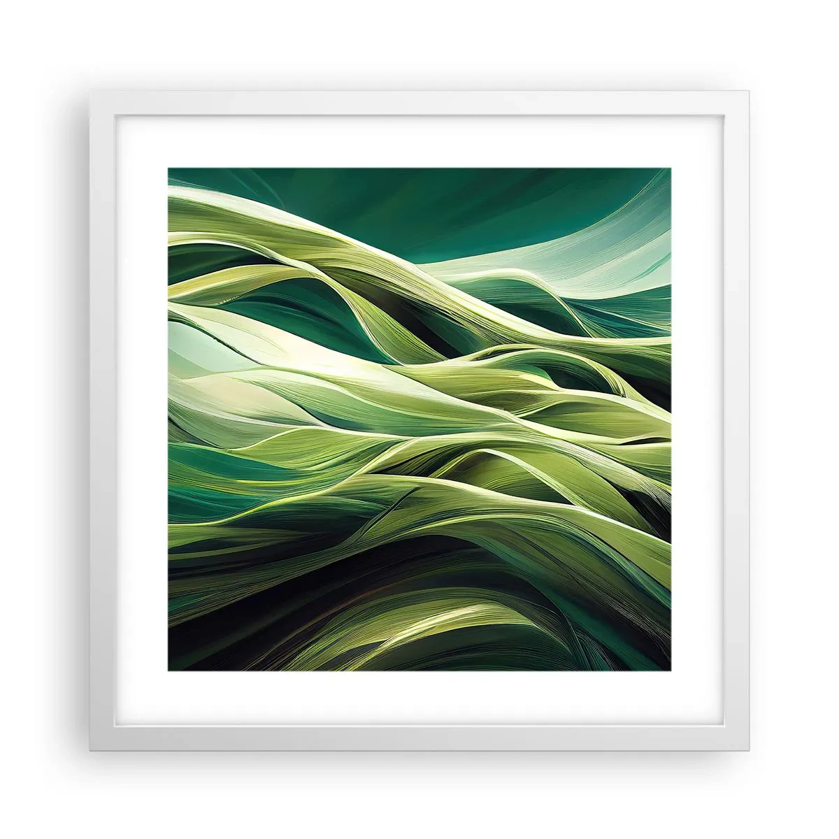 Affiche dans un cadre blanc - Poster - Jeu de vert abstrait - 40x40 cm