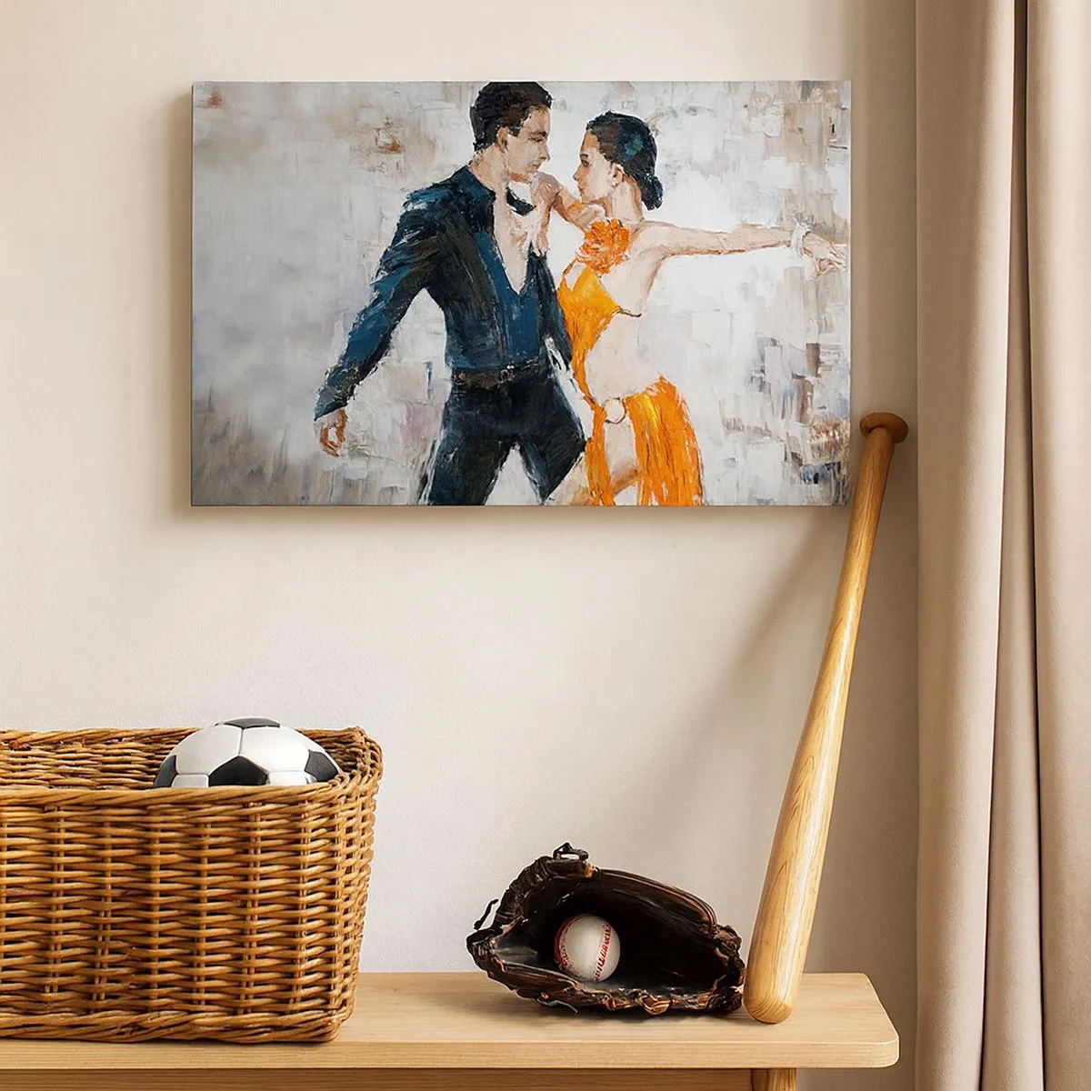 Impression sur toile - Image sur toile - Un couple dynamique dansant dans un style latino-américain. - 70x50cm - Dirty dancing - Décoration murale moderne pour le salon et la chambre ARTTOR