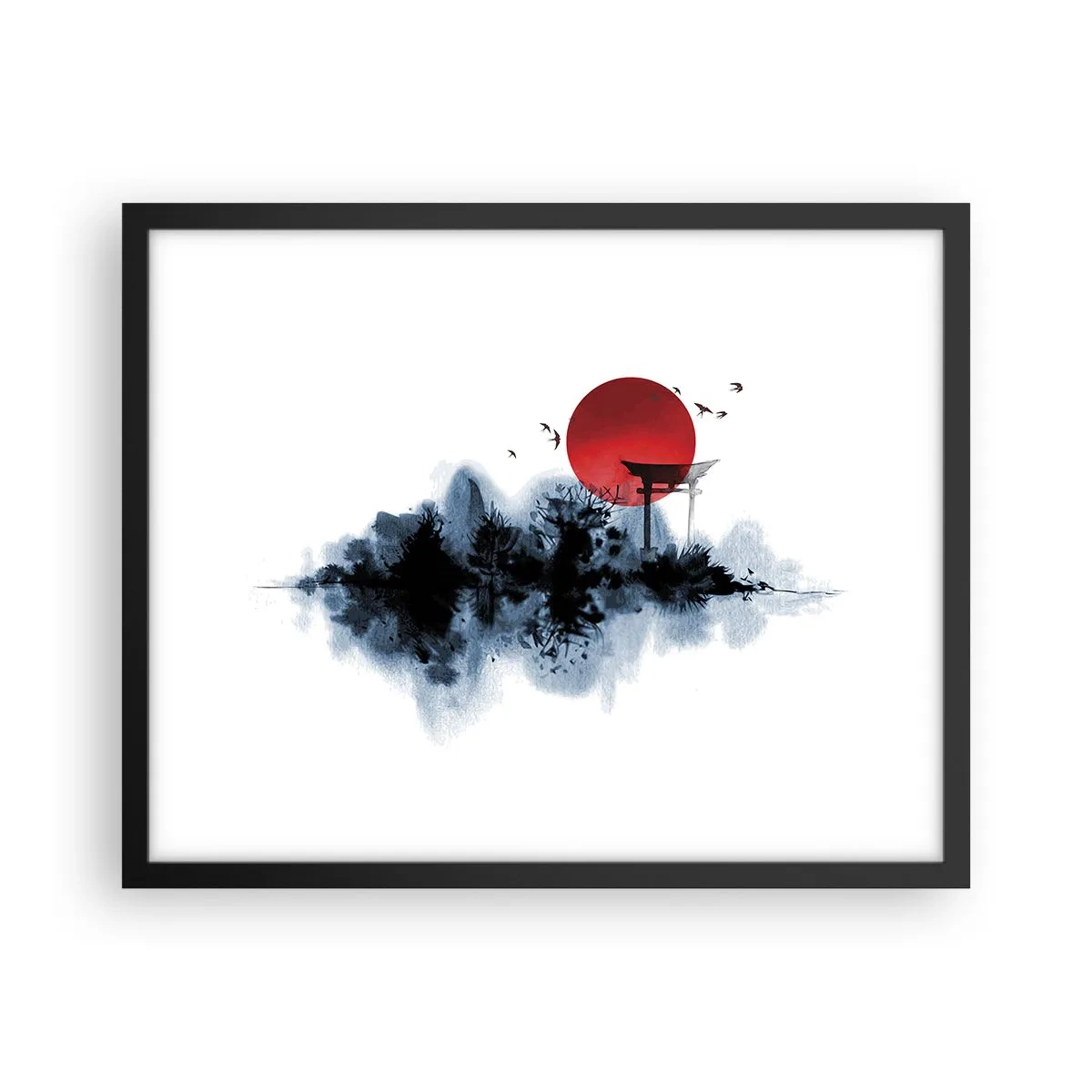 Affiche dans un cadre noir - Poster - Vue japonnaise - 50x40 cm