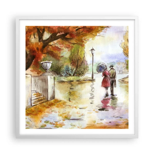 Affiche dans un cadre blanc - Poster - Automne romantique dans le parc - 60x60 cm