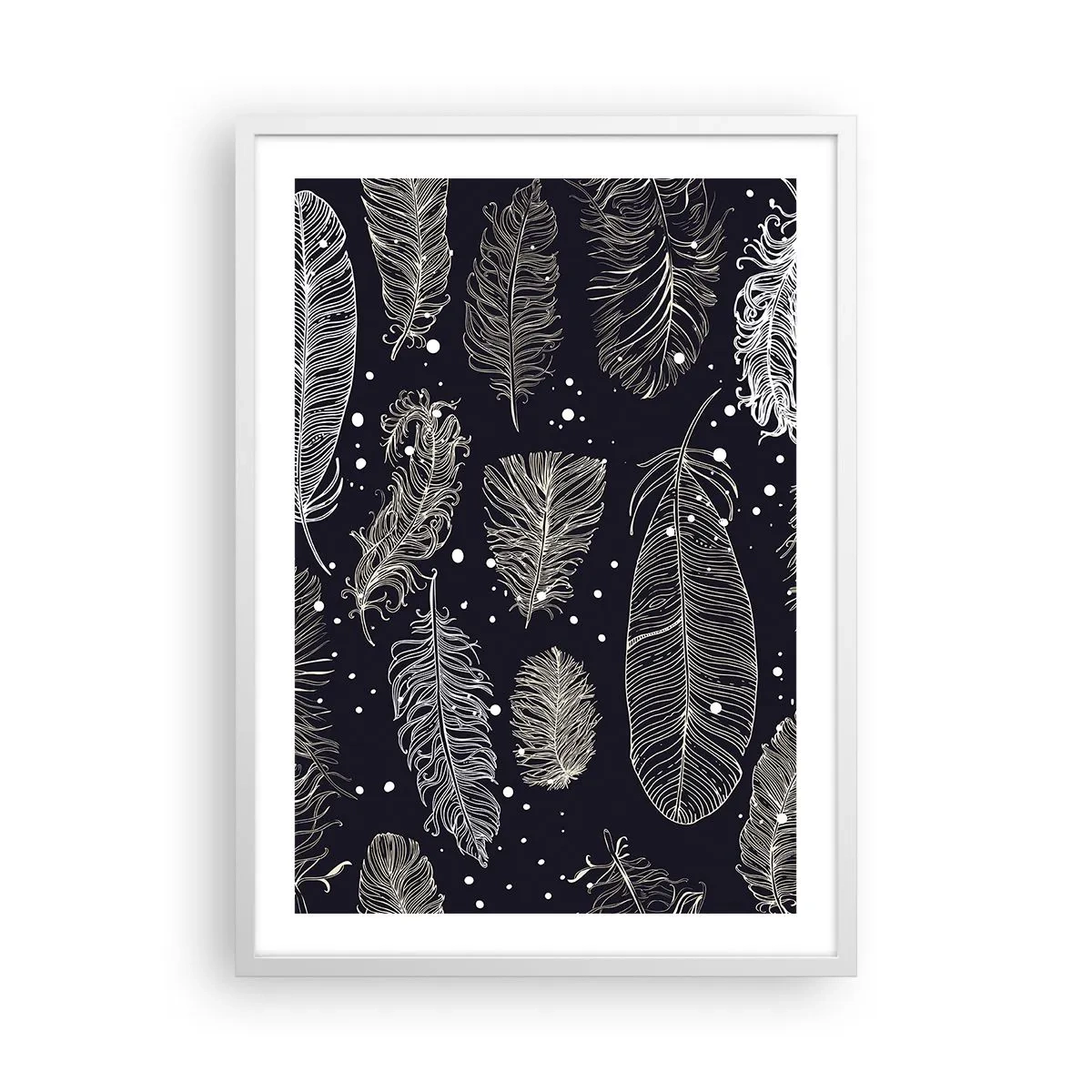 Affiche dans un cadre blanc - Poster - Toile de plumes - 50x70 cm