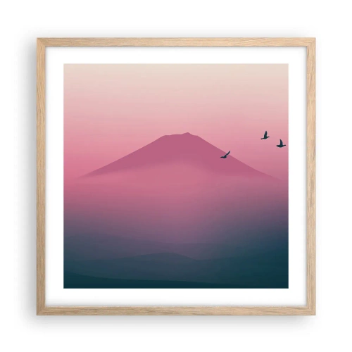 Affiche dans un chêne clair - Poster - Des pèlerins au dessus des nuages - 50x50 cm