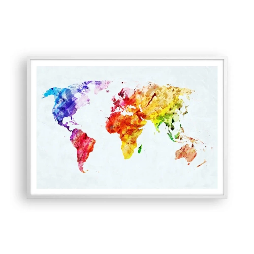 Affiche dans un cadre blanc - Poster - Toutes les couleurs du monde - 100x70 cm