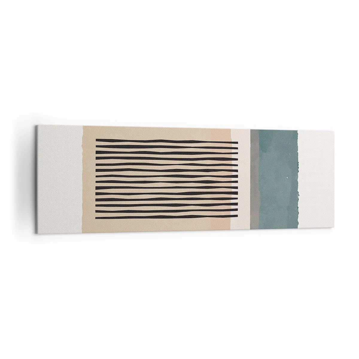 Impression sur toile - Image sur toile - Formes géométriques minimalistes dans des tons beiges et verts - 160x50cm - Tout est en ordre - Décoration murale moderne pour le salon et la chambre ARTTOR