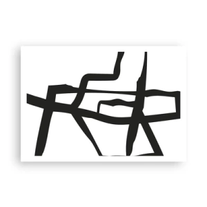 Affiche - Poster - Motif minimaliste noir et blanc avec des lignes géométriques - 100x70cm - Conception noir et blanc - Décoration murale moderne pour le salon et la chambre ARTTOR