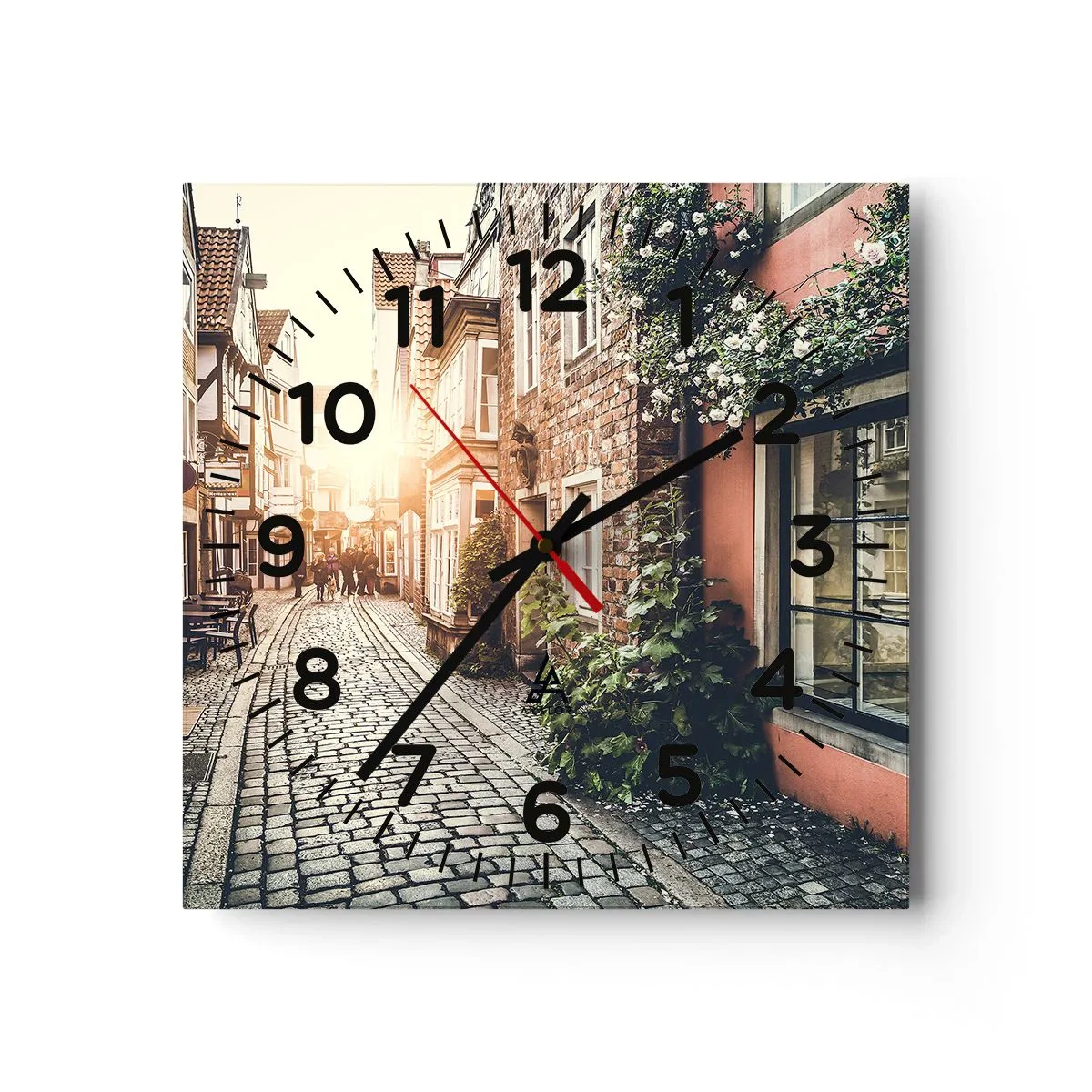 Horloge murale - Pendule murale - Allée de roses en lueur rose - 30x30 cm