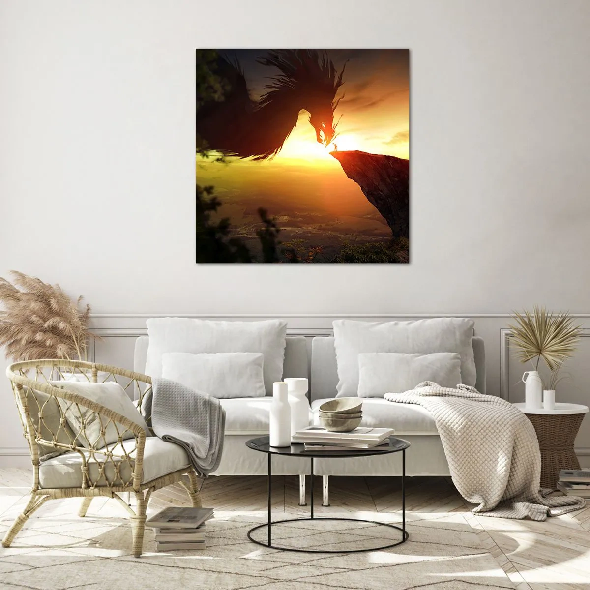 Impression sur verre - Image sur verre - Chasseur de dragon - 40x40 cm