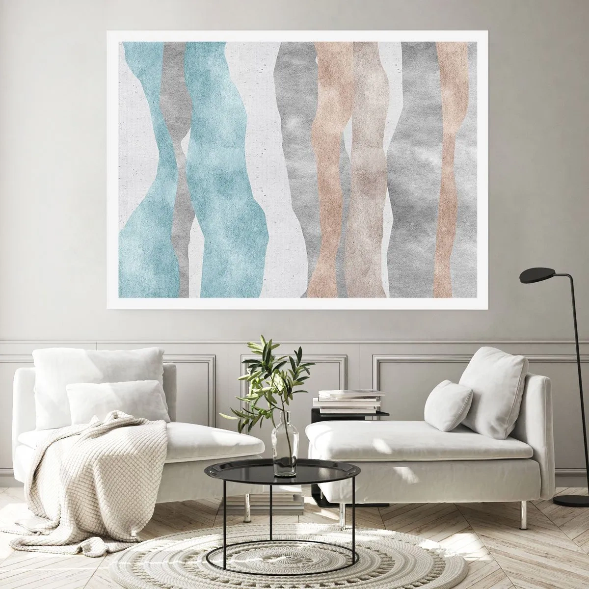 Affiche - Poster - Rayures abstraites aux tons pastel - 100x70cm - Une étude de proximité - Décoration murale moderne pour le salon et la chambre ARTTOR