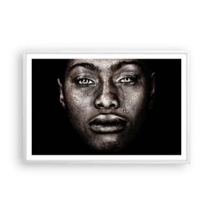 Affiche dans un cadre blanc - Poster - Une larme - 91x61 cm