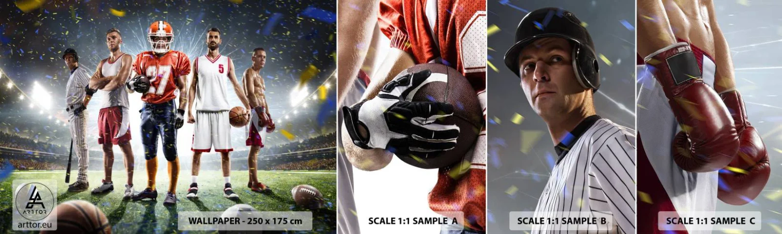 Échantillon De Papier Peint Standard Eco - Gladiateurs des champs - sport, Athlète, Football - 100x30 cm