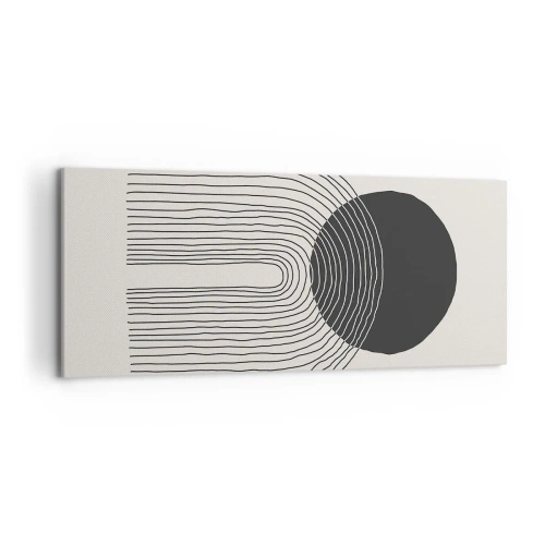 Impression sur toile - Image sur toile - Motif abstrait avec des lignes et un cercle noir sur un fond clair - 120x50cm - Tremblement et confiance - Décoration murale moderne pour le salon et la chambre ARTTOR