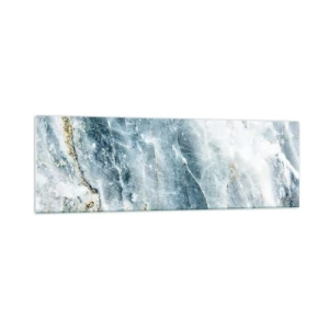 Impression sur verre - Image sur verre - Texture de marbre dans des tons de bleu et de blanc - 160x50cm - Monde de glace - Décoration murale moderne pour le salon et la chambre ARTTOR