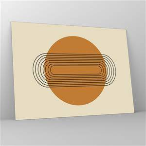 Impression sur verre - Image sur verre - Abstraction géométrique avec des cercles et des lignes - 70x50cm - Plan idéal - Décoration murale moderne pour le salon et la chambre ARTTOR