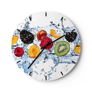 Horloge murale - Pendule murale - Fruit juteux immergé dans des gouttes d'eau - 30x30cm - Amusez-vous avec nous - Décoration murale moderne pour le salon, la cuisine et la chambre ARTTOR