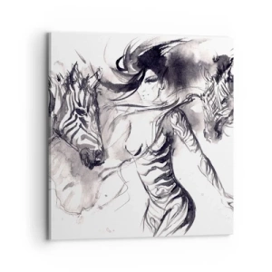 Impression sur toile - Image sur toile - Danse avec les zèbres - 70x70 cm