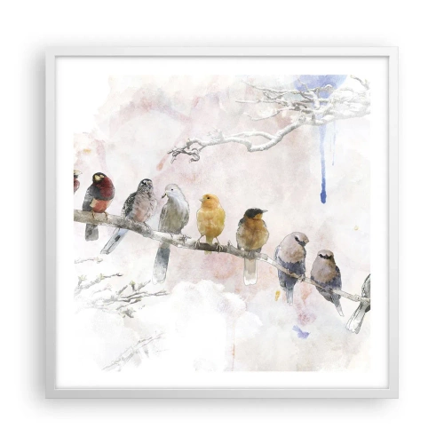 Affiche dans un cadre blanc - Poster - Rencontre ailée - 60x60 cm