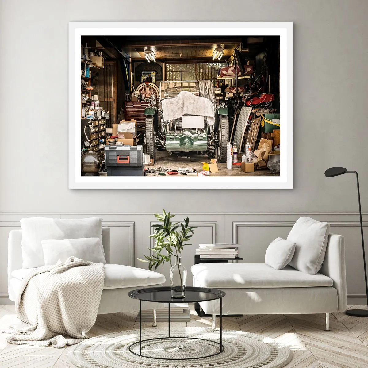 Affiche dans un cadre blanc - Poster - Retour vers le passé - 100x70 cm