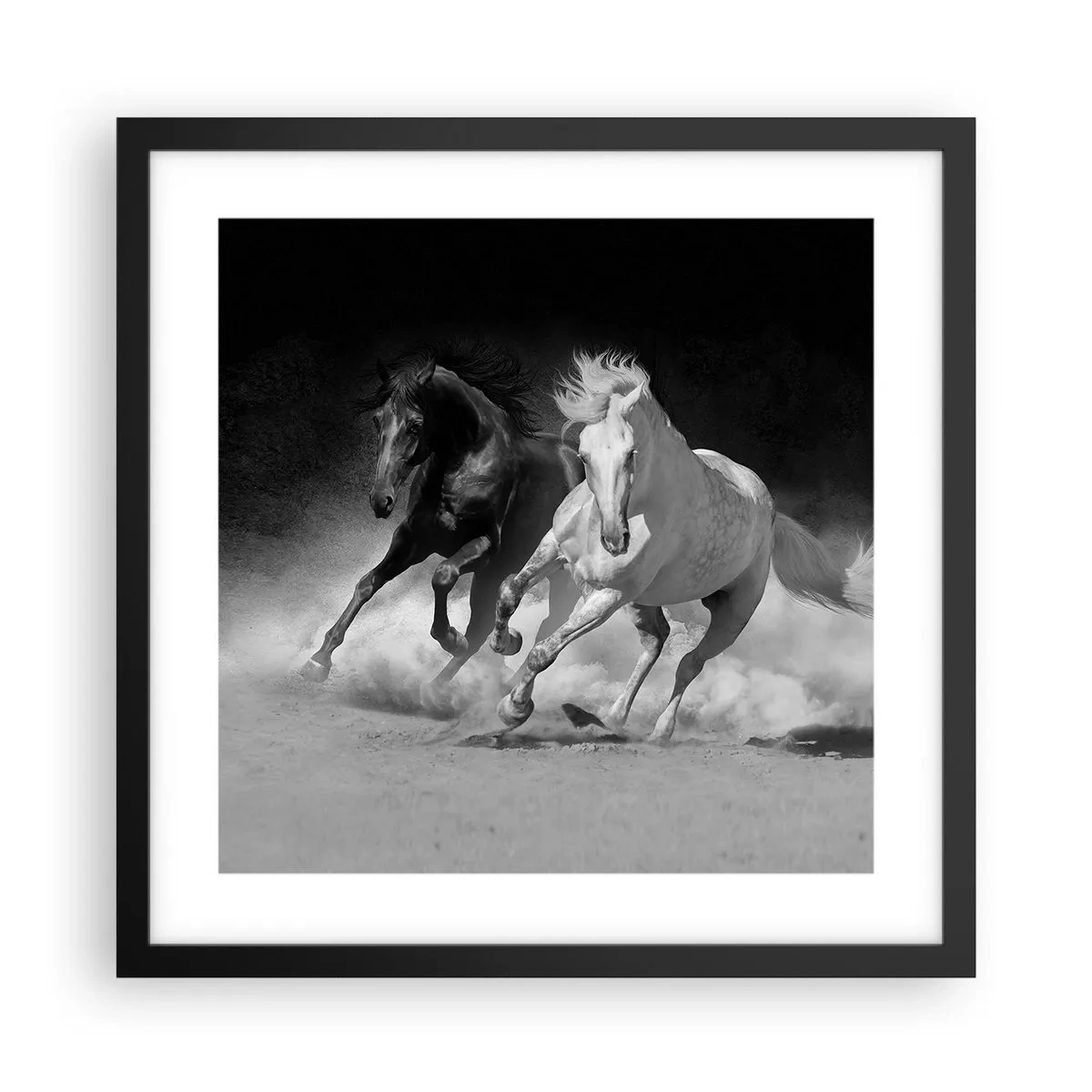 Affiche dans un cadre noir - Poster - Galop de la liberté - 40x40 cm