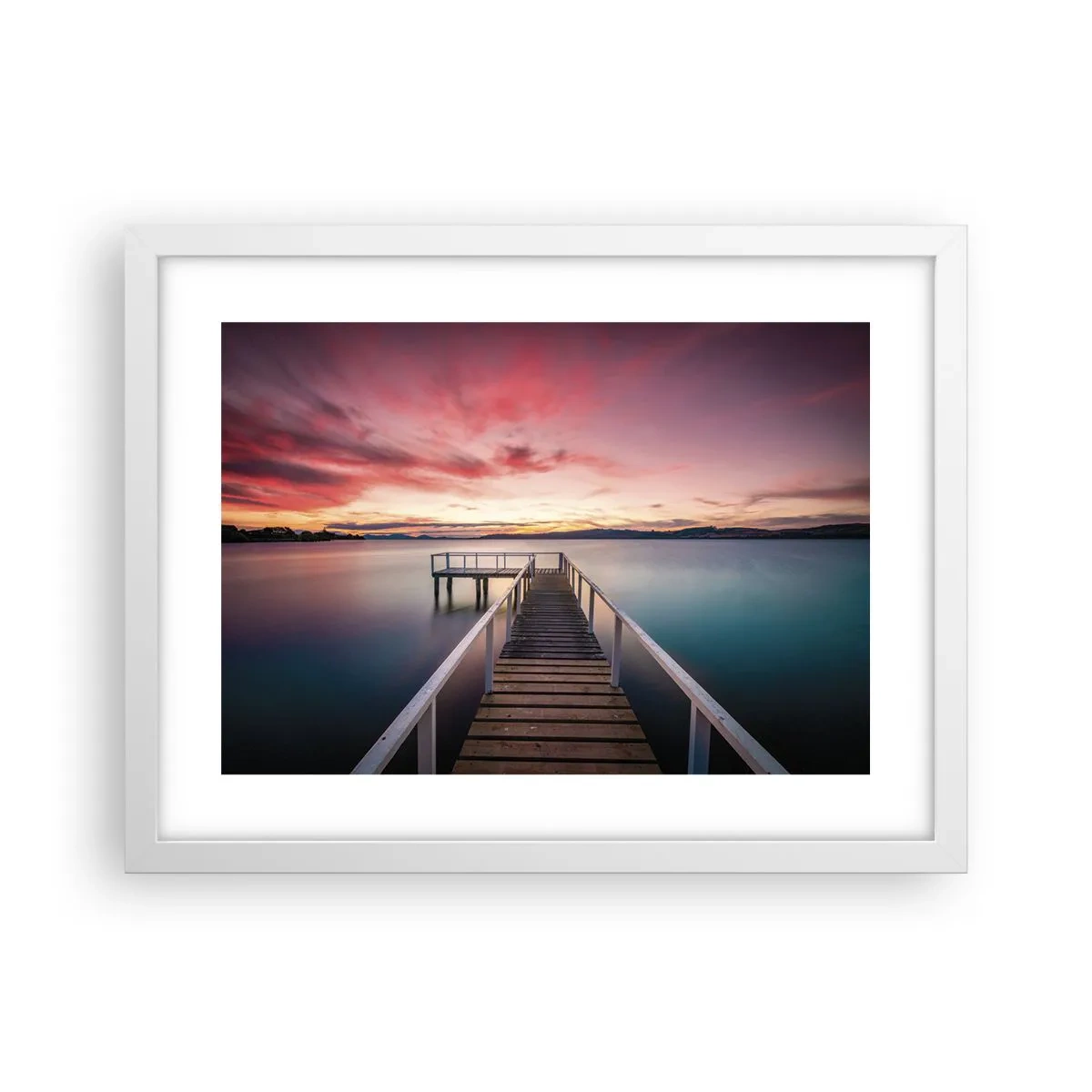 Affiche dans un cadre blanc - Poster - La douce flamme du soir - 40x30 cm