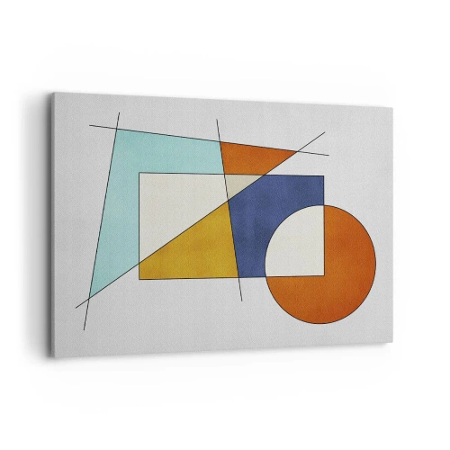Impression sur toile - Image sur toile - Une composition moderniste de formes géométriques et de couleurs - 100x70cm - Abstraction : plaisir moderniste - Décoration murale moderne pour le salon et la chambre ARTTOR