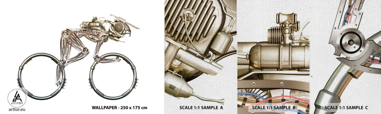 Échantillon de Papier Peint Premium Canvas - Machine exceptionnelle - Abstraction, Vélo, Graphique - 100x30 cm