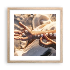 Affiche dans un chêne clair - Poster - La beauté à portée de main - 40x40 cm