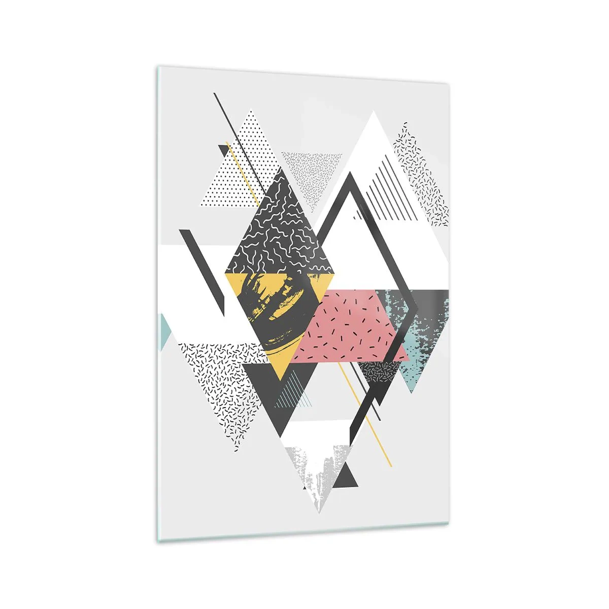 Impression sur verre - Image sur verre - Motifs géométriques sur fond clair - 70x100cm - Variation sur triangle et losange - Décoration murale moderne pour le salon et la chambre ARTTOR