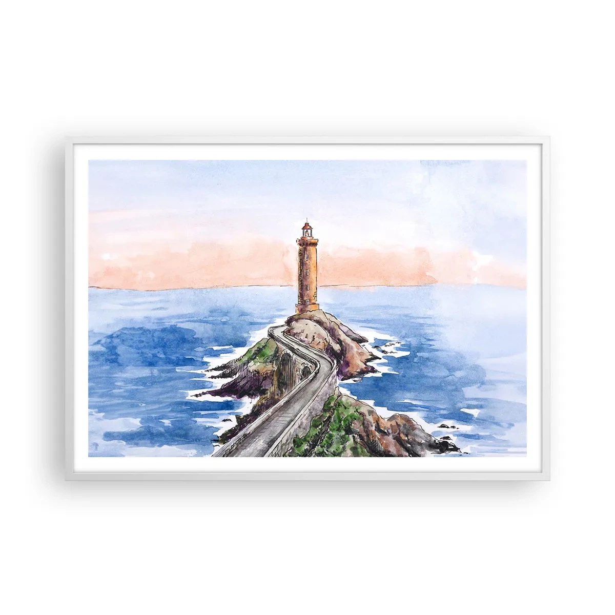 Affiche dans un cadre blanc - Poster - Face à la mer - 100x70 cm