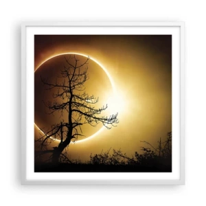 Affiche dans un cadre blanc - Poster - Éclipse totale - 60x60 cm