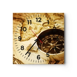 Horloge murale - Pendule murale - Est ou ouest? - 40x40 cm