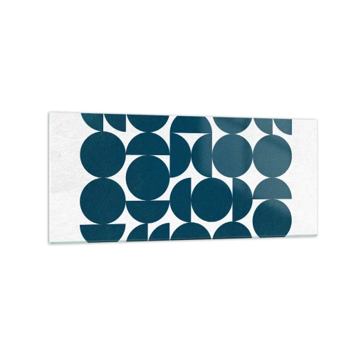 Impression sur verre - Image sur verre - Formes géométriques dans des tons bleu marine sur fond blanc - 120x50cm - Cercles et demi-cercles - Décoration murale moderne pour le salon et la chambre ARTTOR