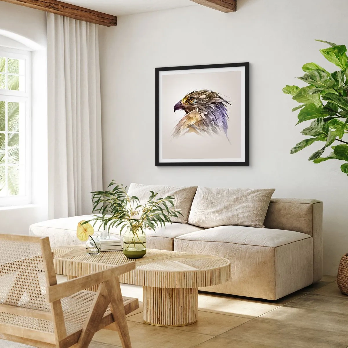 Affiche dans un cadre noir - Poster - Portrait d'un guerrier - 40x40 cm