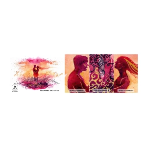 Échantillon de Papier Peint Autocollant Deluxe Sticker - Un coeur! Je n'ai pas besoin de beaucoup… - Abstraction, Couple d'amoureux, Baiser - 100x30 cm
